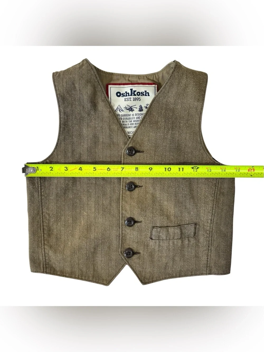 OshKosh B'gosh Tan Herringbone Waistcoat Vest 100% Cotton | Boys 5